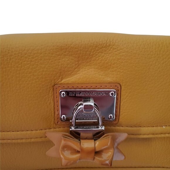 my Flat in London Small Mustard Yellow Leather Crossbody Clutch Purse - Picture 4 of 7